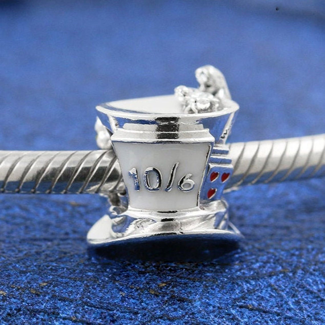 925 Sterling Silver Disney Alice The Mad Hatter's Tea Party Charm Bead Item image 2