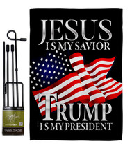 Jesus Savior Trump President Garden Flag Set Vote 13 X18.5 Double-Sided House Ba - £22.09 GBP