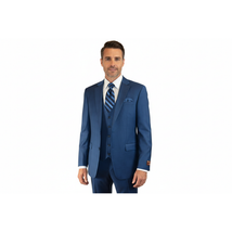 Men Suit BERLUSCONI Turkey 100% Italian Wool Super 180's 3pc Vested #Ber40 Blue image 4