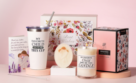 NEW Favorite Child Gave Me This Gift Set for Mom w/ candle, soap, travel tumbler - £16.98 GBP