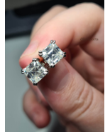 3.7Cts Moissanite Asscher Cut Studs Earrings For Women Birthday Gift 925... - $244.10 CAD