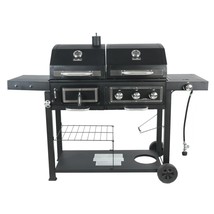 Gas Grill Fuel Charcoal Dual Combo Barbecue Black Stainless BBQ Outdoor ... - £280.40 GBP