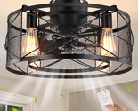 Caged Ceiling Fan With Light, 20 Inch Ceiling Fan Lights With Remote, 3 ... - £142.97 GBP