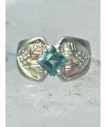 Black Hills Gold Ring aquamarine blue color stone leaves band size 5.75 ... - $3,231.56 MXN