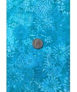 1 Yard Turquoise Blue Modern Floral Tone on Tone Cotton Quilt Fabric Mat... - $8.99