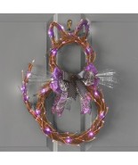 Lighted Purple LED CAT WREATH Fiber Optic Halloween Door Wall Hanging Ho... - £30.79 GBP