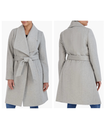 Cole Haan Signature Slick Wool Blend Wrap Shawl Collar Coat, Gray, Size ... - $222.91 CAD