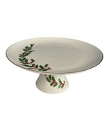 Vintage Christmas Pedestal Cake Plate | Holly &amp; Berry Design | Made in J... - $37.00
