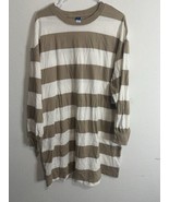 Old Navy Women’s Brown White Stripe Long Sleeve Oversized Sleep Shirt Si... - $27.71