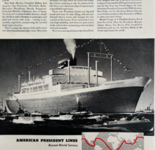 1940 American President Lines Cruise Ship Advertisement Jackson Boat DWJ5B - $559.01 MXN