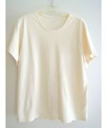 Ladies Top Size 1X Off White S/S Scoop Neck Cotton Tee $28 Value L L Bea... - £12.18 GBP