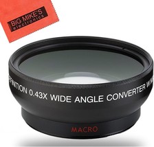 58Mm 0.43X Wide Angle Lens For Canon Digital Eos Rebel Sl1, T1I,, 55Mm Is Ii, - £35.18 GBP