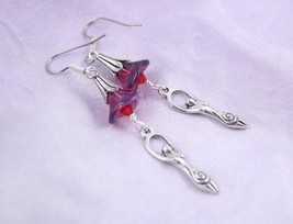Wild Bellflower Birth Goddess earrings, Purple and Red - £13.43 GBP