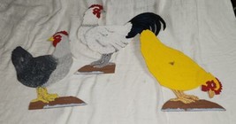 Lot of 3 Wall Hanging Chickens Rooster Hen Hand Made Country Decoration ... - $15.99