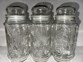 3Vintage 1982 Planters Peanut Mr Peanut Glass Jar 8.5 in Jar w Lid Wheat Pattern - £28.83 GBP