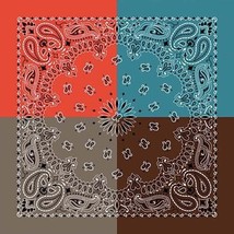 Carolina Creative Quad 4-Color Bandanna (Fall) Paisley 22&quot; x 22&quot; Hav-A-Hank - $7.51