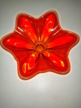 Ruffled Orange Glass Bowl Clear Edge Blown Glass dish - $44.55