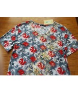 Ladies Blouse - Large - Floral W/Glitter On Front - Scalloped Neck - $9.15