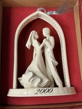 Lenox 2000 Bride &amp; Groom Ivory Porcelain &amp; Silver Christmas Ornament Boxed - £15.99 GBP