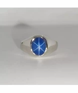 925 Silver Lindy Star Sapphire Fine Gemstone Men&#39;s Ring, Oval Star Sapph... - $56.95+