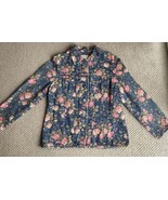 Orvis Denim Jacket S Floral Button Pocket Collar Long Sleeve Pink Rose - £28.10 GBP