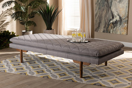 Hermes Gray Fabric Upholstered Walnut Daybed - $12,773.77 MXN