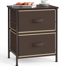 Simple Houseware Nightstands Dresser For Bedroom 2-Tier Organizer Drawer, Bronze - £31.26 GBP
