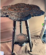 Antique Old Asian Hand Carved Wood Table Stand Wooden Art Man Snakes Cro... - $678.90 CAD