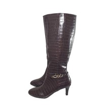 Karen Scott Womens 6 M Brown Heeled Snake Skin Style Boots NIB WE6 - $18.82