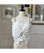 NWT Bagatelle White Large Bow Crop Top Rhinestone Straps 8 - $778.81 MXN