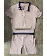 Victoria’s Secret PINK Seamless Set-Polo Crop Size Large &amp; Shorts Size M... - $50.08 CAD