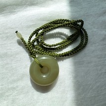 Hetian nephrite jade donut pendant ~ olive green - £233.77 GBP