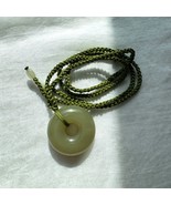 Hetian nephrite jade donut pendant ~ olive green - $299.00