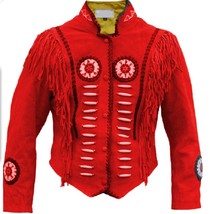 Suede Leather Red Color Buck Skin Buffalo Genuine Suede Leather Western Shirt - £352.11 GBP