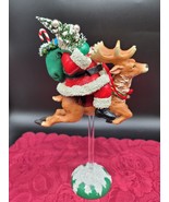 Christmas Santa Riding on Reindeer Tabletop Figure Vintage about 12&quot;tall - £11.37 GBP