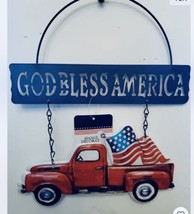 Metal Welcome Patriotic Red Pick Up Hanging Decoration-ShipN24Hours - £14.78 GBP