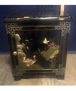 Vintage Oriental  Chinese Large Black Lacquered Cabinet Jewelry Box Hand... - $416.50