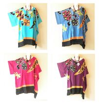 LG20 Gecko Hand Painted 38" Length Midi Kimono Dolman Women Abaya Dress ... - $29.90