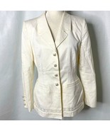 Vintage Escada Couture Embroidered Blazer 8 Cream Pearlized Buttons Pock... - £221.37 GBP
