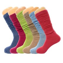 AWS/American Made 6 Pairs Colorful Slouchy Scrunch Knee Socks Shoe Size 5 to 10 - £15.43 GBP
