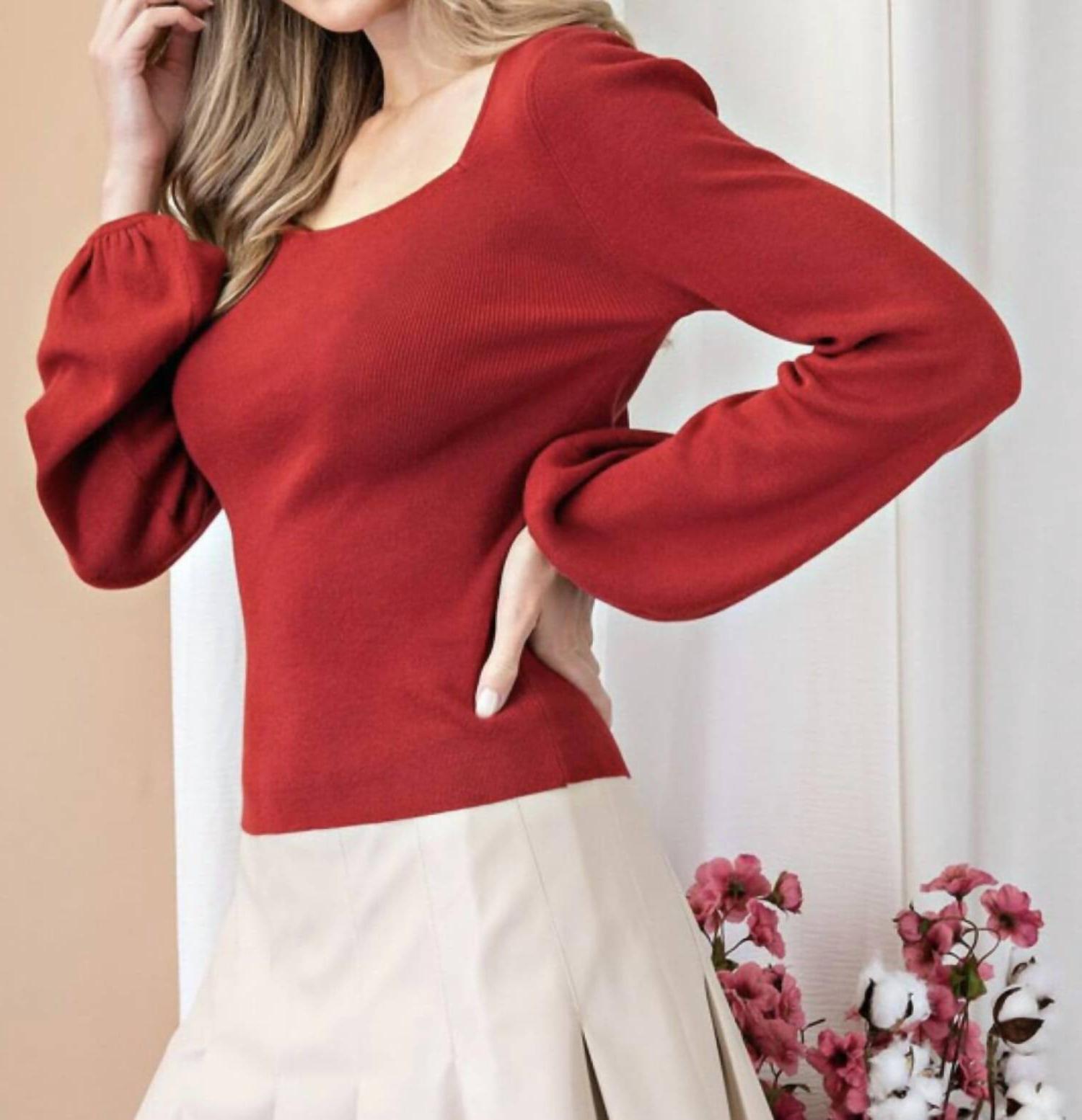 Ee:some Penny Puff Sleeve Back Tie Sweater Top Size M - $41.58