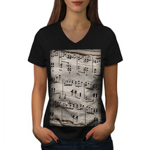 Music Key Notes Shirt Old Melody Sheet Women V-Neck T-shirt - $12.99