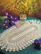 7X Ovalissimo Iris Oval Table Topper Mat Scrolls Palms Fan Doily Crochet... - $9.99