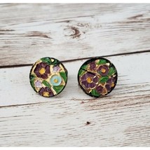 Vintage Screw On Earrings - Small Circle Flower Design - £5.97 GBP