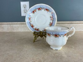 Queen Anne Baby Blue Drapes With Hanging Roses Fine Bone China Tea Cup A... - $19.79