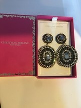 Christian Siriano New York Black/Clear multi Crystal Bold Statement Earrings new - £51.46 GBP