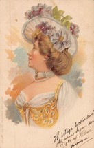 Beautiful Woman &quot;Erika&quot; In Ornate ATTIRE~1900s Artist Drawn Postcard - £4.78 GBP