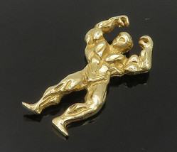 14K GOLD - Vintage Shiny Diamond Cut Mr. Olympia Muscle Man Pendant - GP279 - £230.94 GBP