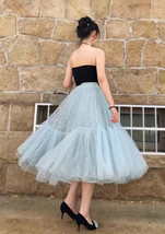 Light BLUE Tiered Tulle Skirts Women's Layered Tulle Skirt Holiday Skirt Outfit  image 7