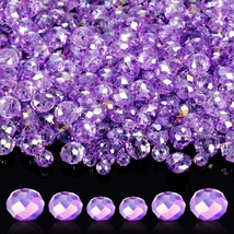 600 Purple Rainbow Beads Rondelle BULK Spacers Jewelry Making Electroplated - £15.81 GBP